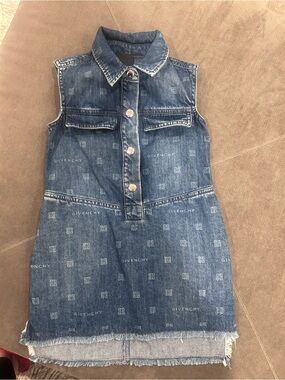 Givenchy Girls' Sleeveless Denim Dress in Blue Size 4T